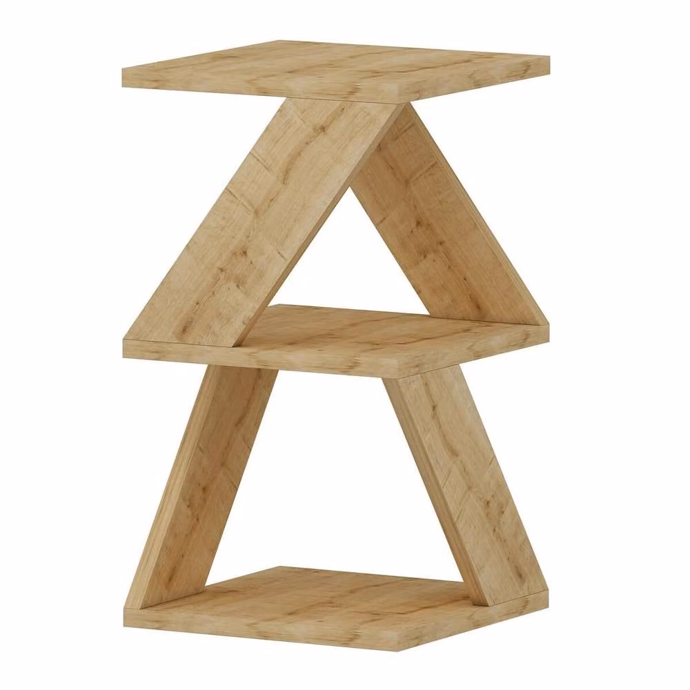 CALICOSY ALBENI 3-Tier Side Table in Light Oak, W/D/H: 30 x 30 x 50 cm – 3