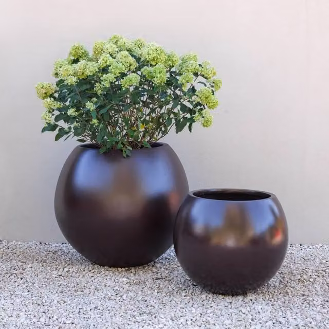 Primrose Volterra Brown Fibreglass Ball Outdoor Patio Planter Sphere Small