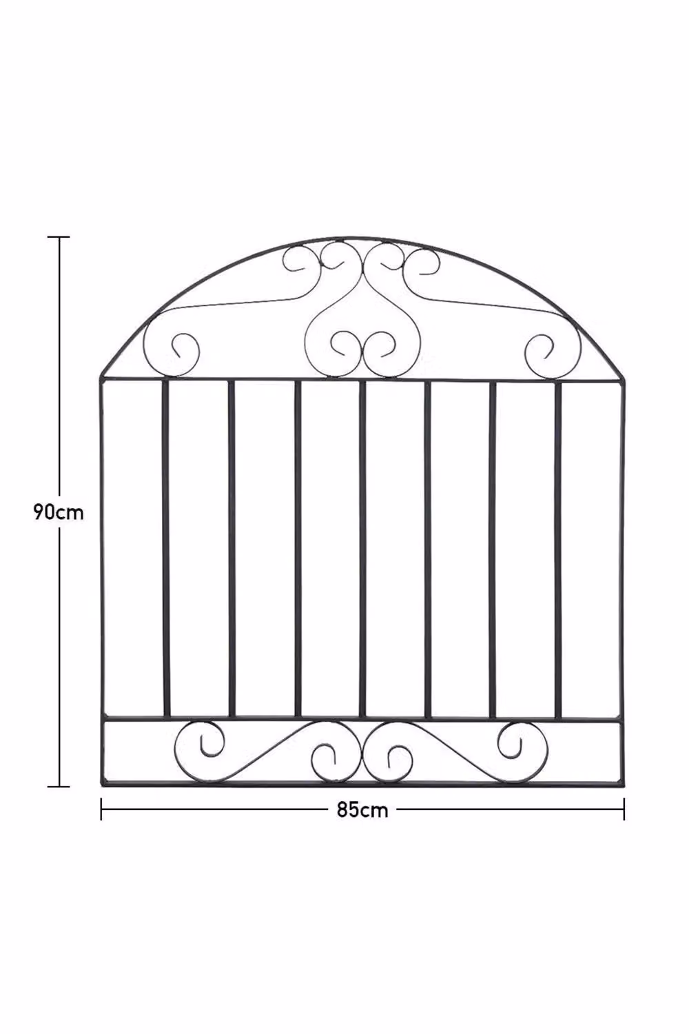 Garden Sanctuary Modern Metal Arched Single Swing Garden Gate in Black, W: 85 cm, H: 90 cm – 3