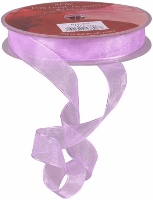 KDMD Lilac Woven Edge Organza Ribbon, 15mm, 3 Pack