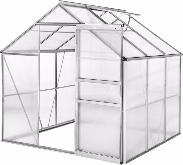 tectake Aluminium and Polycarbonate Greenhouse in Transparent with Height: 190 cm