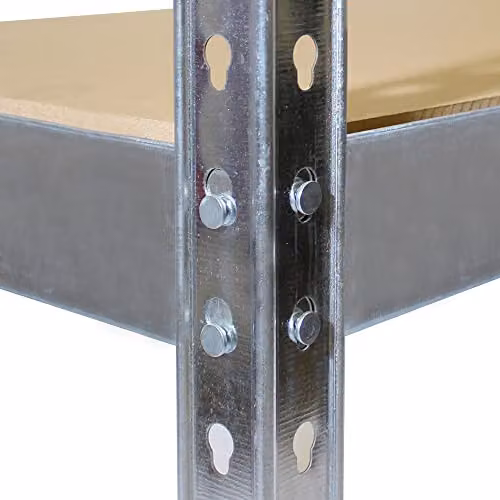 RBUK RB BOSS FastLok 4 Tier Garage Shelving Units in Silver, Galvanised Steel and MDF, W/D/H: 160 x 35 x 160 cm – 2