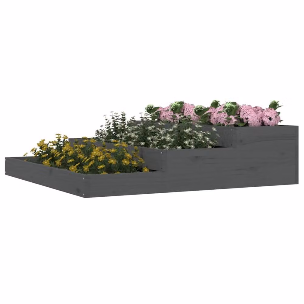 Berkfield Home Grey Wooden Raised Planter W/D/H: 107 x 107 x 27 cm – 3