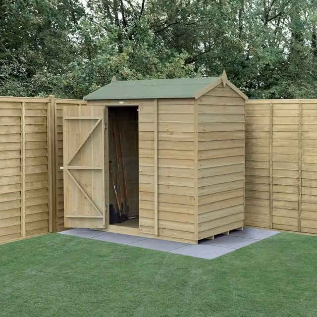 Forest Garden 4LIFE Reverse Apex Lean-to Shed in Brown with Double Doors and Gable Roof