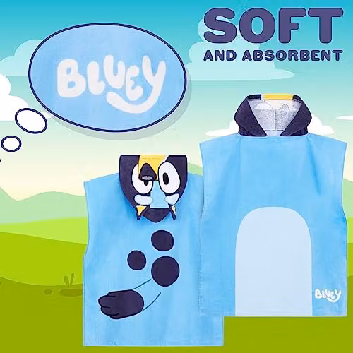 Dreamtex Blue Towelling Hooded Poncho for Kids – 3