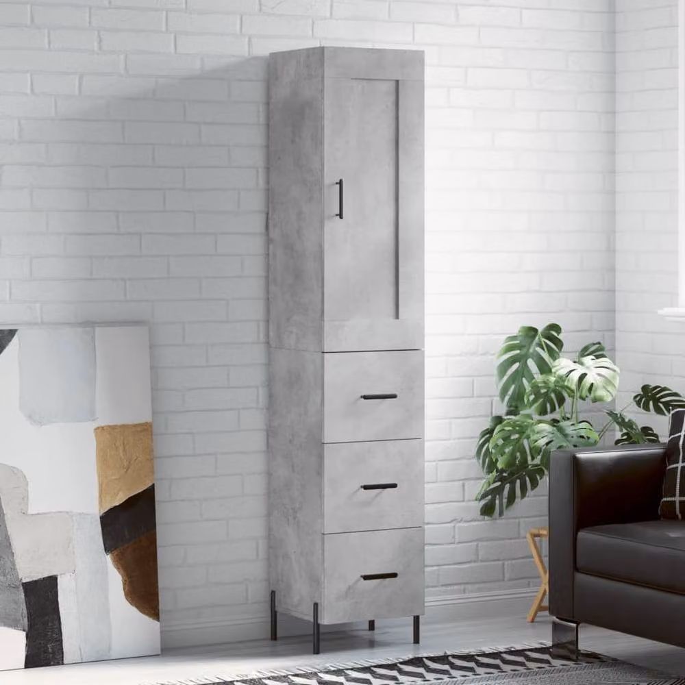 Berkfield Home Industrial Highboard in Grey with Hinged Doors and Internal Shelves, W/D/H: 34.5 x 34 x 180 cm – 2