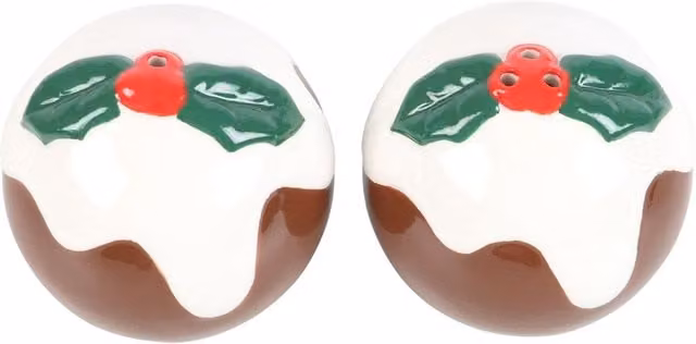 Something Different Christmas Pudding Salt and Pepper Shakers in Brown Ceramic – 1