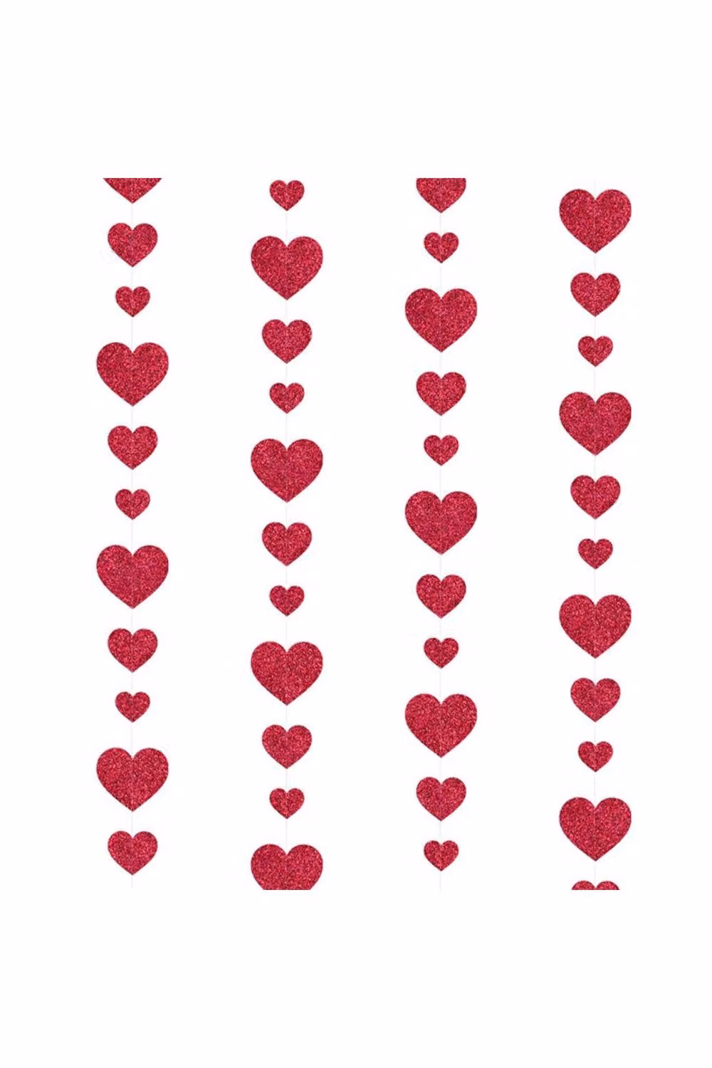 KDMD Red Double Sided Glitter Heart Garland Streamer Banner – 2