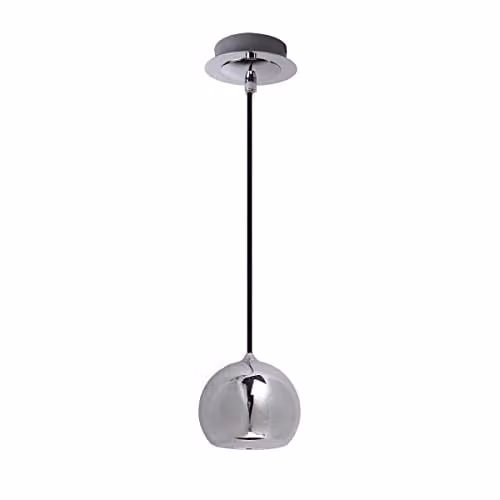 Italux James Modern 1 Light Dome Pendant Ceiling Light, GU10, Grey and Chrome