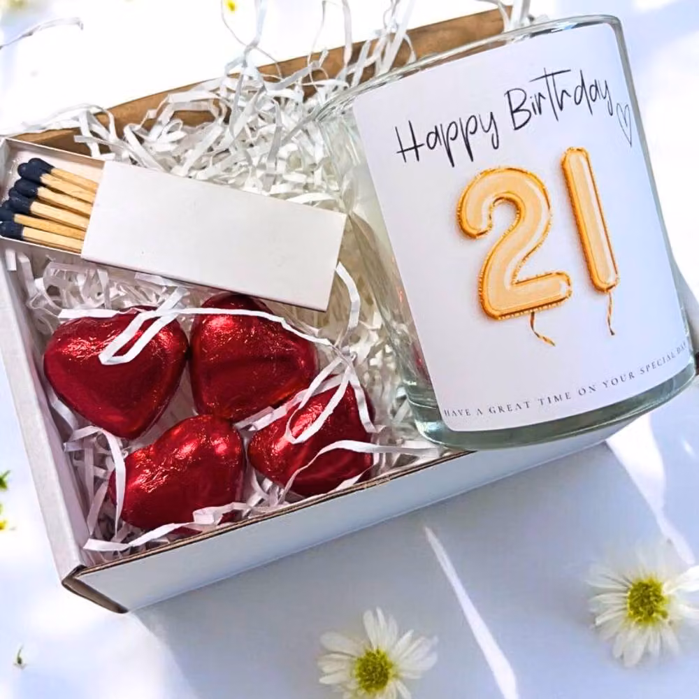 Aye Do Gifts Gold and White Birthday Candle and Balloon Gift Set for Adults – 2