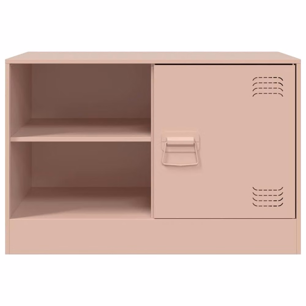 Berkfield Home Set of 2 Pink Metal TV Cabinets with Hinged Doors and Internal Shelves, W/D/H: 67 x 39 x 44 cm – 2