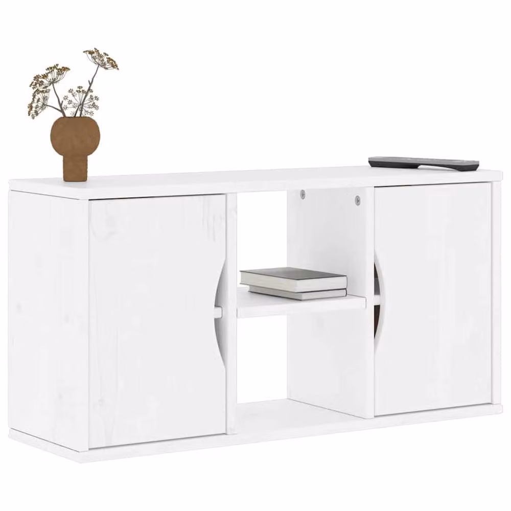 Berkfield Home ODDA White TV Cabinet in Solid Waxed Pine, W/D/H: 79 x 24 x 40 cm – 2