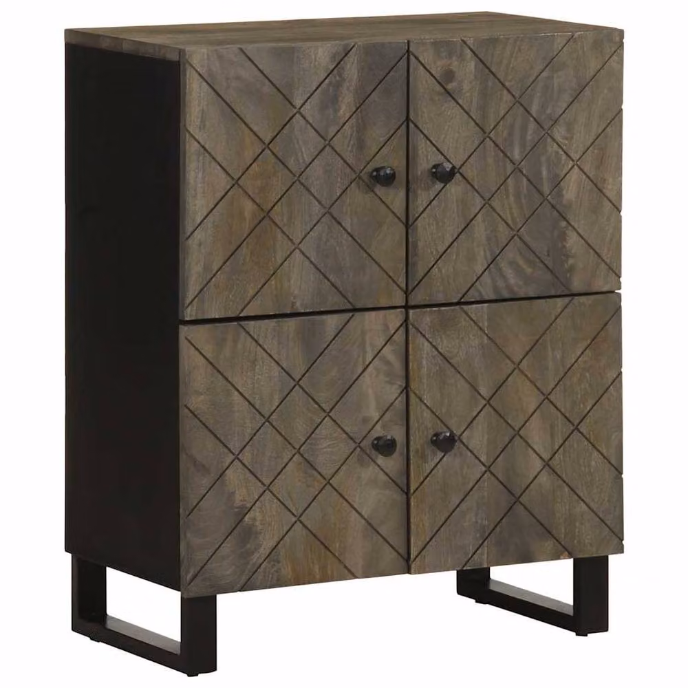 Berkfield Home Black Mango Wood Sideboard, W/D/H: 60 x 33 x 75 cm – 2