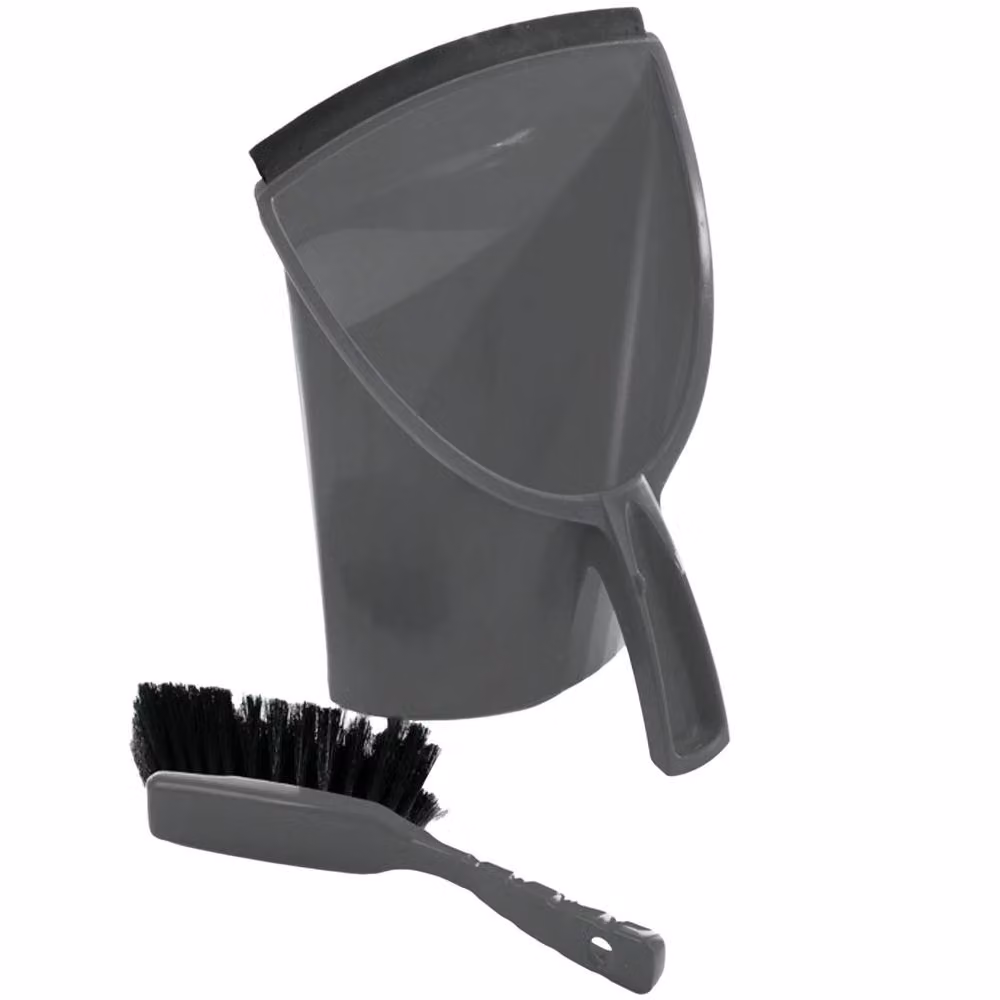 Buffalo Heavy Duty Plastic Dustpan and Brush Set in Grey and Multicolour – 3