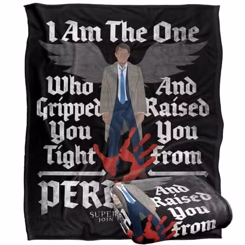 LOGOVISION Supernatural Castiel Raised From Perdition Super Soft Fleece Throw Blanket, Multicolour, W: 152 cm, D: 127 cm – 1