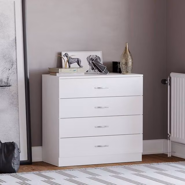 HD Designs Riano 4 Drawer Chest of Drawers in White Matt