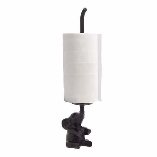 Orsina Black Elephant Freestanding Metal Toilet Roll Holder