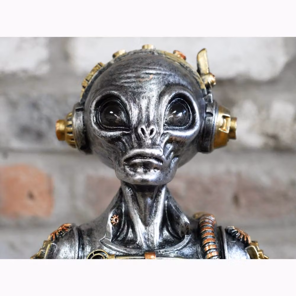 Gifts Direct 2 U Steampunk Sci-Fi Alien Figurine Space Ornament in Metallic Silver – 4