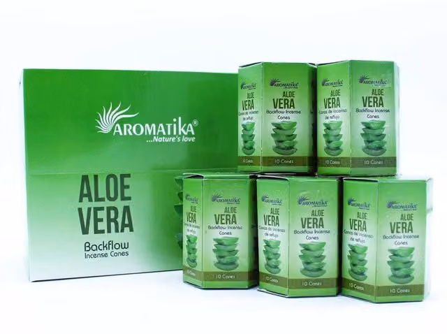 Aromatika Aloe Vera Masala Backflow Incense Cones, Pack of 10, Green