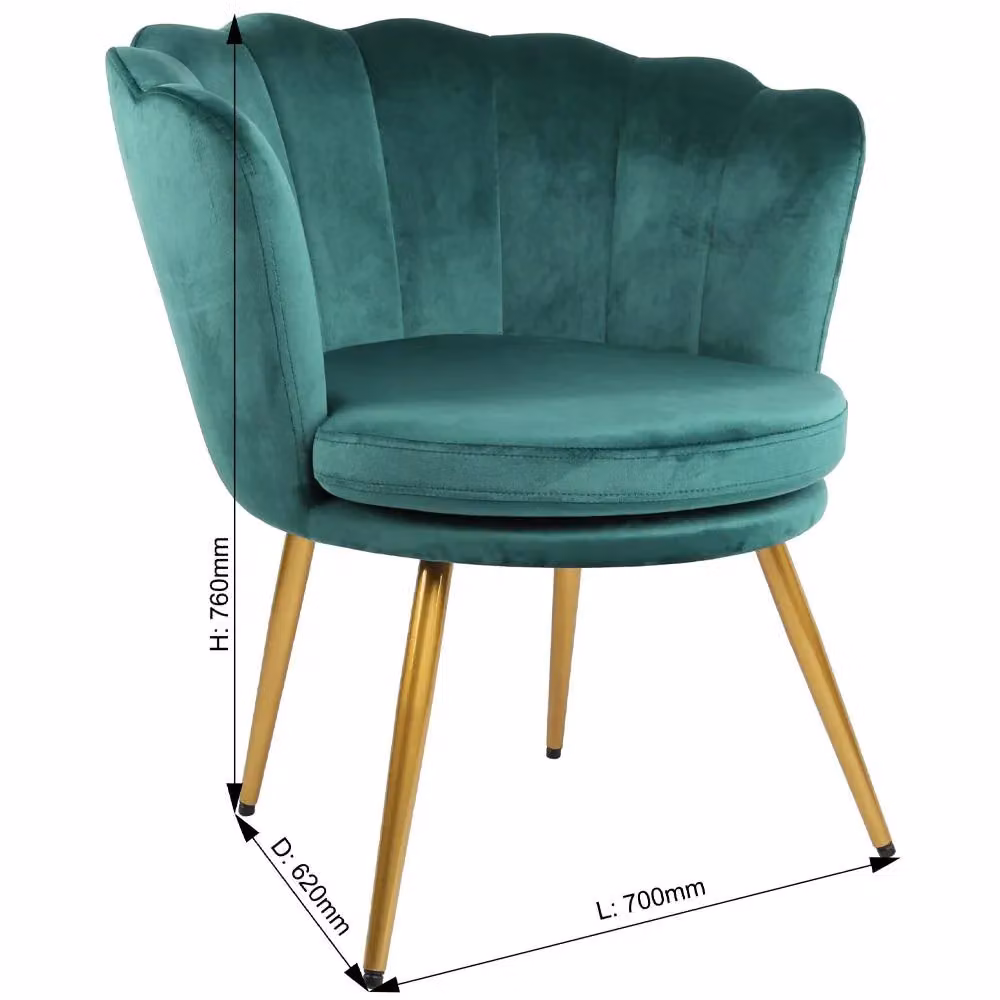 Genesis Flora Green Velvet Accent Chair with Petal Shell Back and Foam Padding – 2