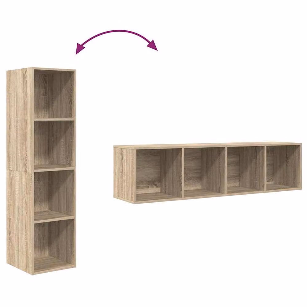 Berkfield Home Practical Wall-mounted TV Cabinet in Sonoma Oak and Beige, W/D/H: 37 x 37 x 142.5 cm – 5