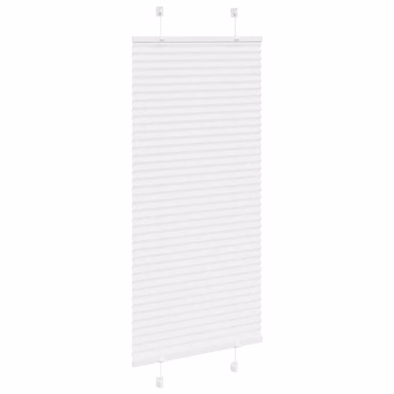 Berkfield Home White Single Pleat Polyester Fabric Blind, W: 64.4 cm, H: 100 cm