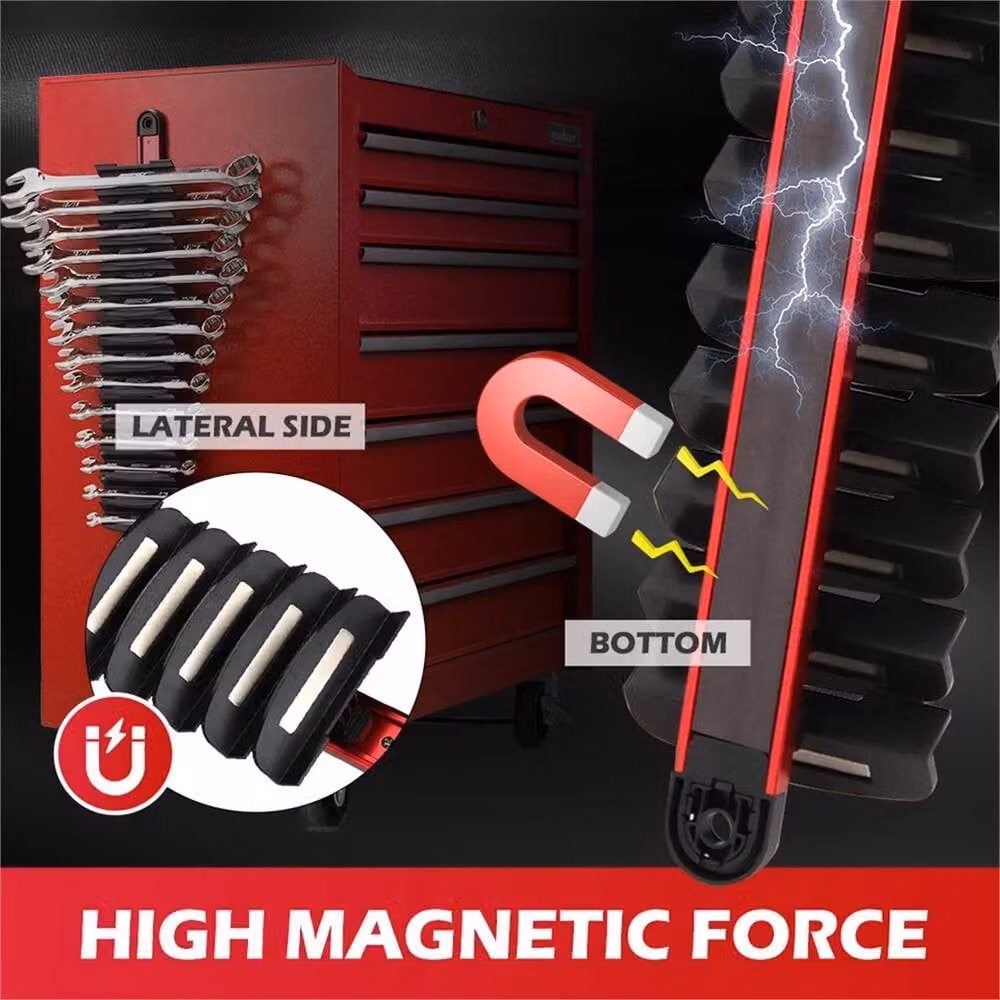 Nordara 42-Slot Magnetic Wrench Organizer Holder in Black – 6