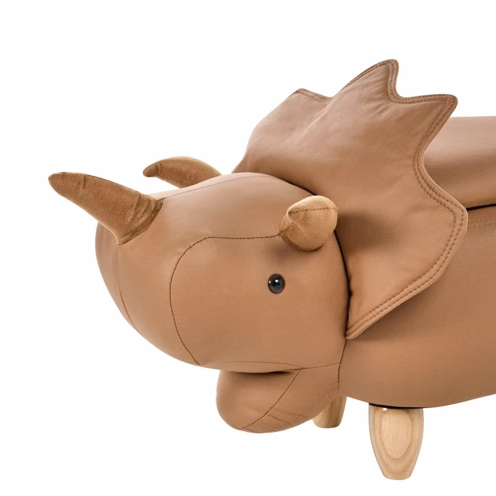 Wyld and Coco Triceratops Kids Stool with Storage in Brown – 5