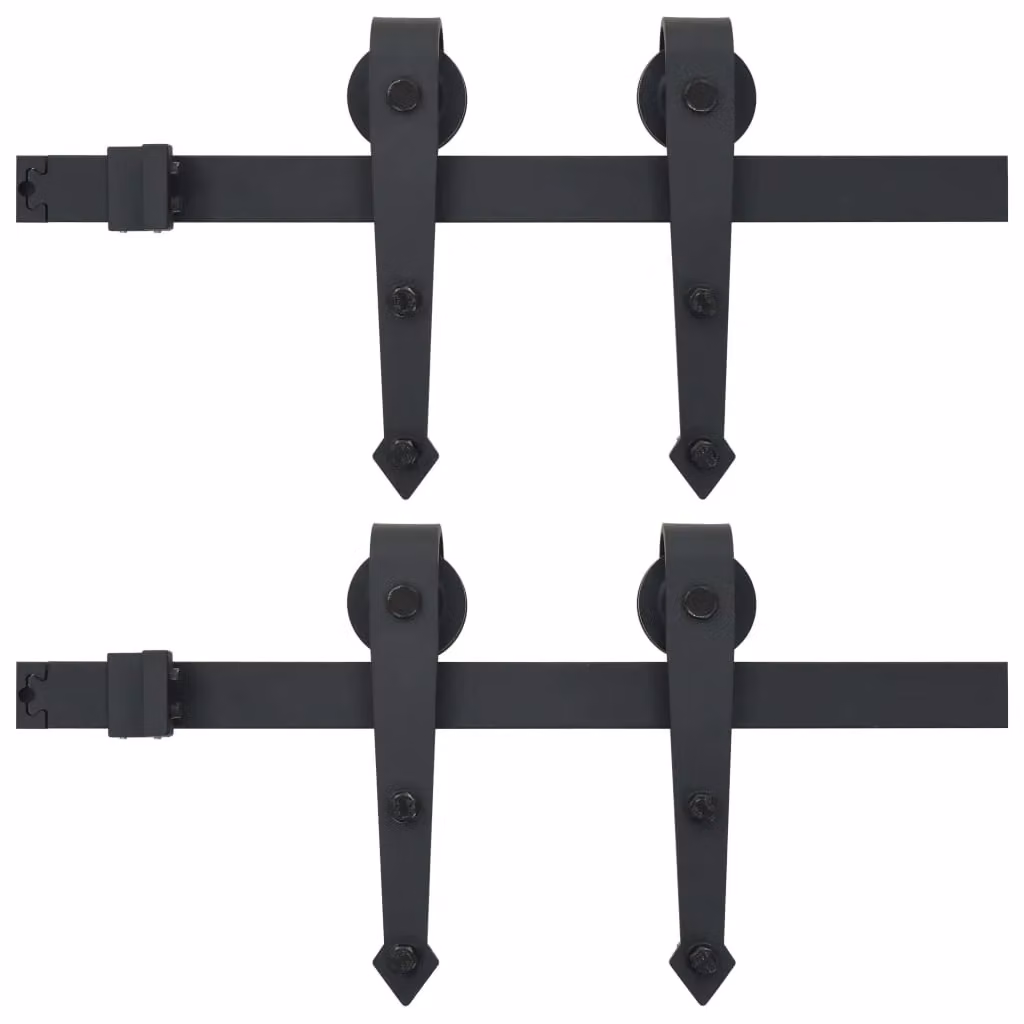 Berkfield Home Black Steel Sliding Door Hardware Kit, 200 cm – 2