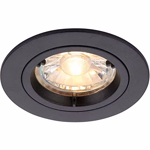 Loops Dimmable Recessed Fixed Ceiling Downlight in Matt Black Aluminium with GU10 Reflector
