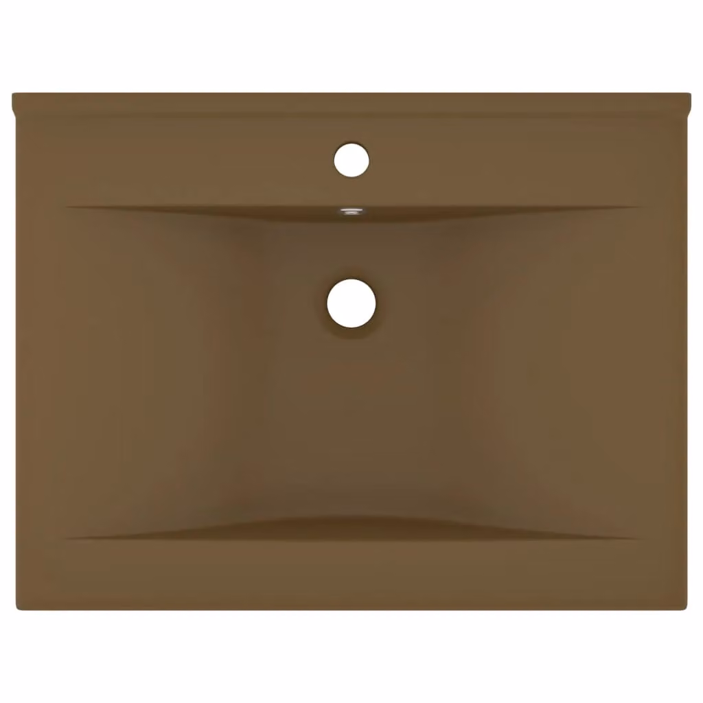 Berkfield Home Luxury Rectangular Ceramic Wall Hung Basin with Faucet Hole in Beige, W: 60 cm, D: 46 cm, H: 16 cm – 3