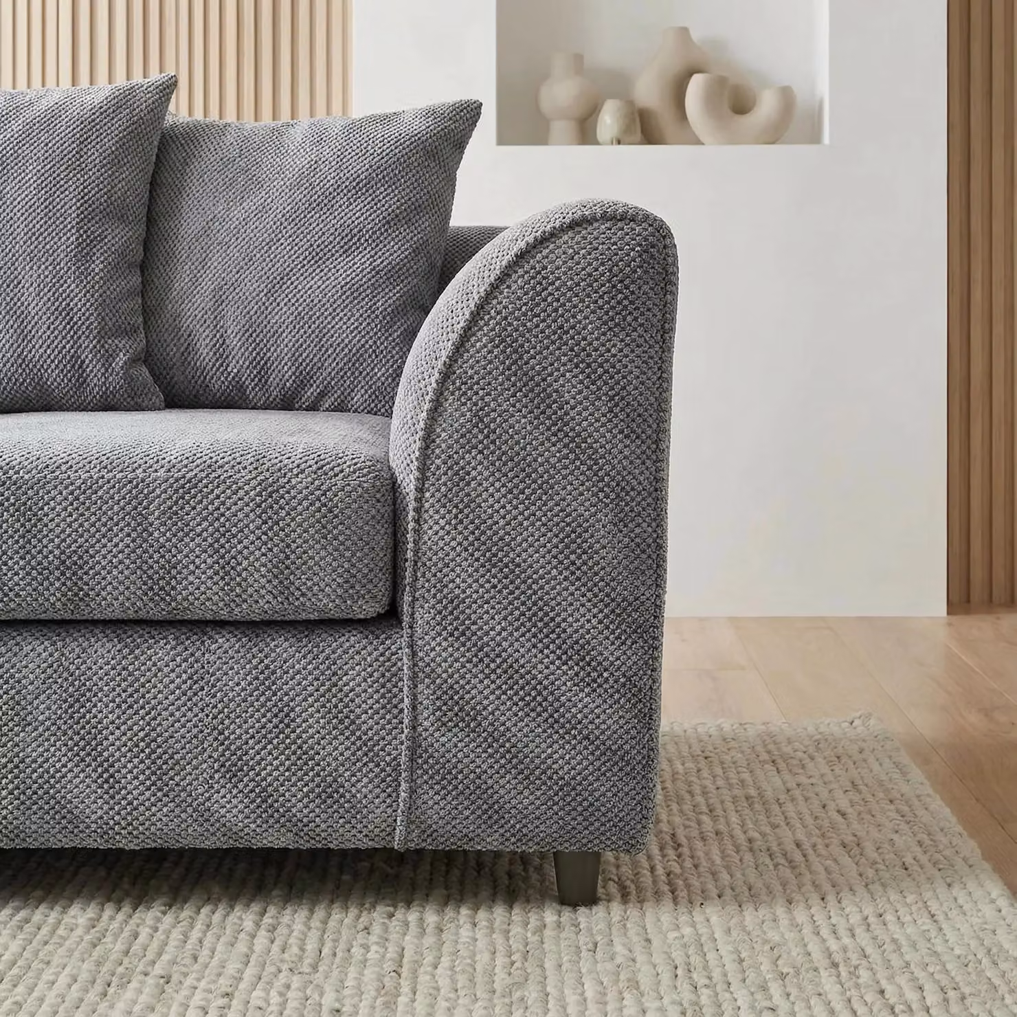 Abakus Direct Jumbo Grid 2 Seater Modern Fabric Sofa with Scatter Cushions in Grey, W/D/H: 160 x 89 x 80 cm – 3