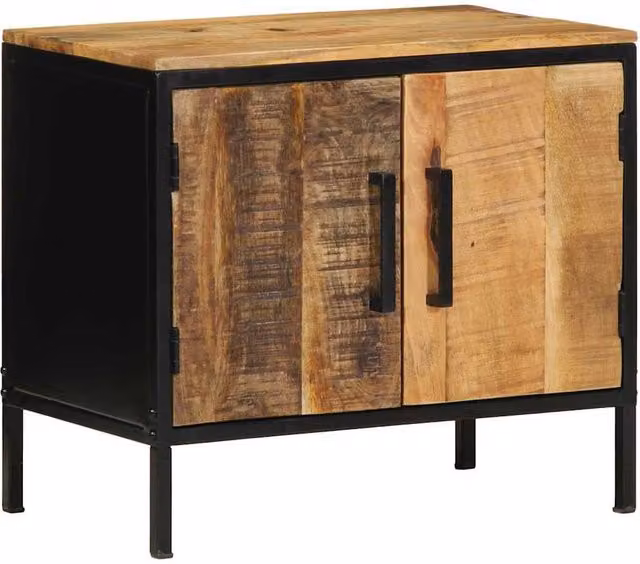 Berkfield Home Traditional Bedside Cabinet in Brown Solid Rough Mango Wood, W/D/H: 50 x 30 x 45 cm – 1
