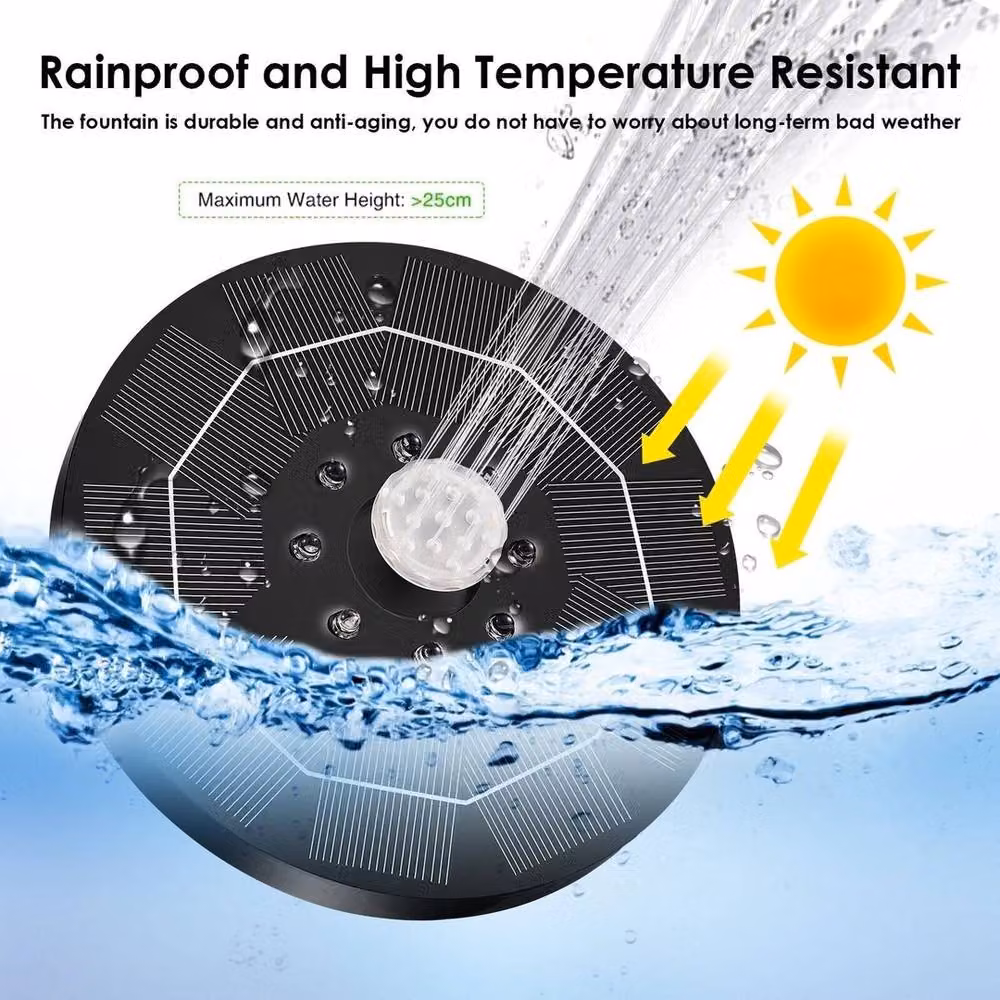NESTLUNE Solar Powered Tabletop Bird Bath Fountain in Black, W/D/H: 100 x 15 x 15 cm – 5