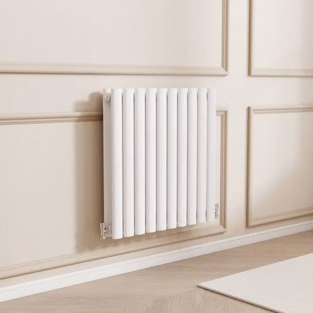 Banyetti Orva White Horizontal Double Oval Column Radiator W/H: 60 x 59 cm