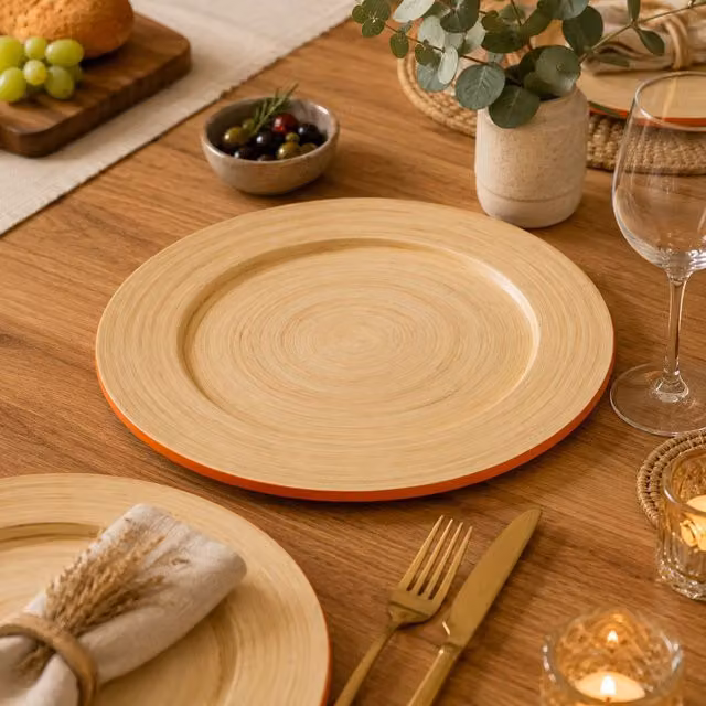 Orsina Kyoto Bamboo Serving Platter, Orange, W/D: 35 x 35 cm – 2