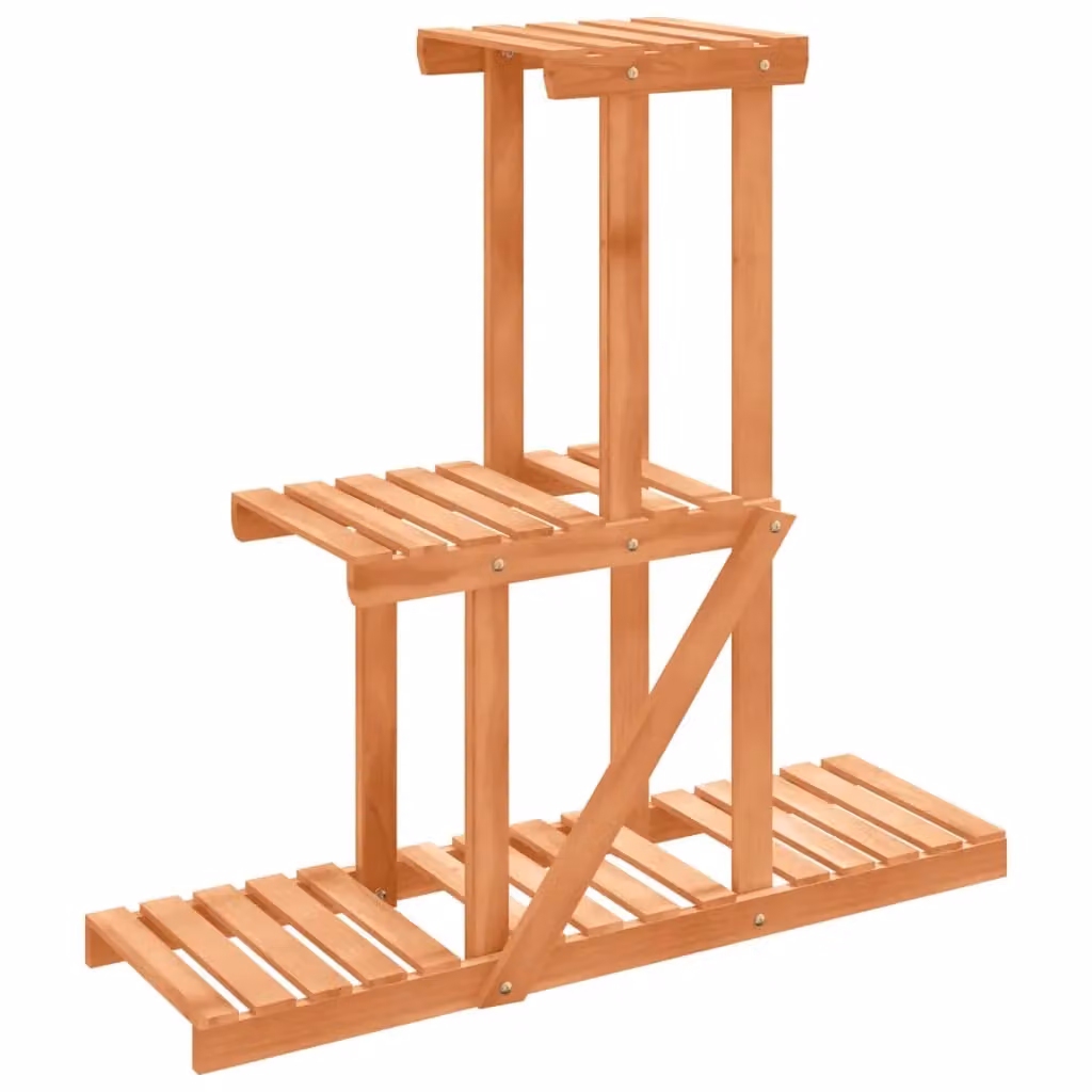 Berkfield Home Retro Solid Wood Fir Flower Stand, Brown, W/D/H: 81 x 25 x 75.5 cm – 2