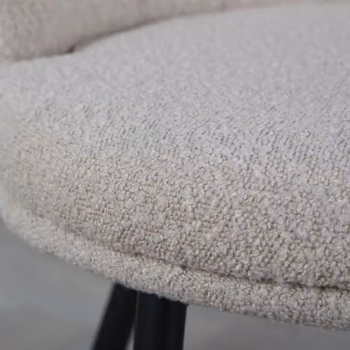 RayGar Genesis Mini Flora Boucle Accent Chair with Petal Back and Black Metal Legs in Beige – 2