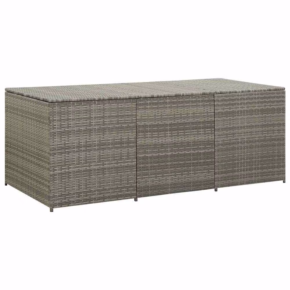 Berkfield Home Garden Poly Rattan Storage Box in Grey, W/D/H: 180 x 90 x 70 cm – 2