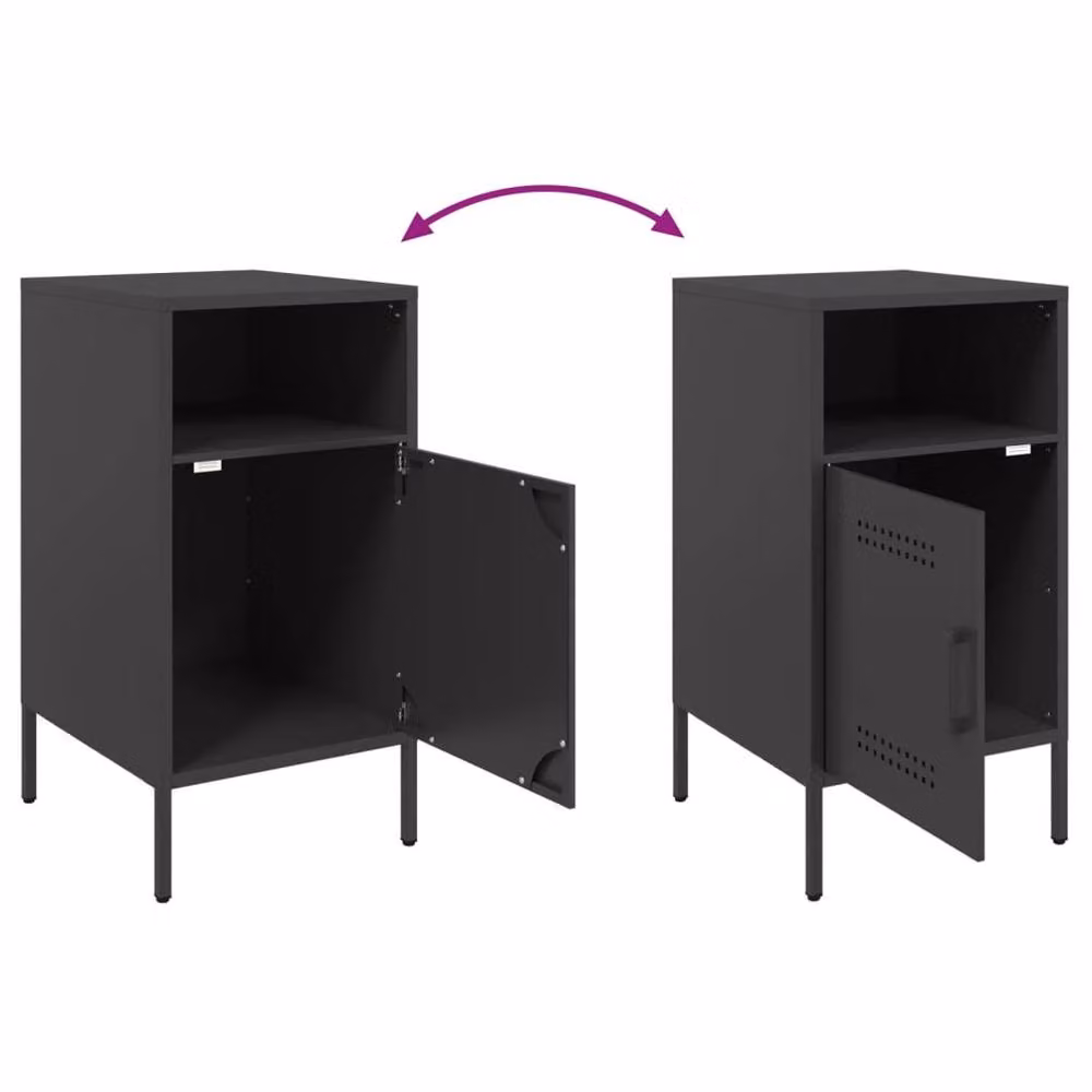 Berkfield Home Set of 2 Black Steel Bedside Cabinets W/D/H: 36 x 39 x 68 cm – 3