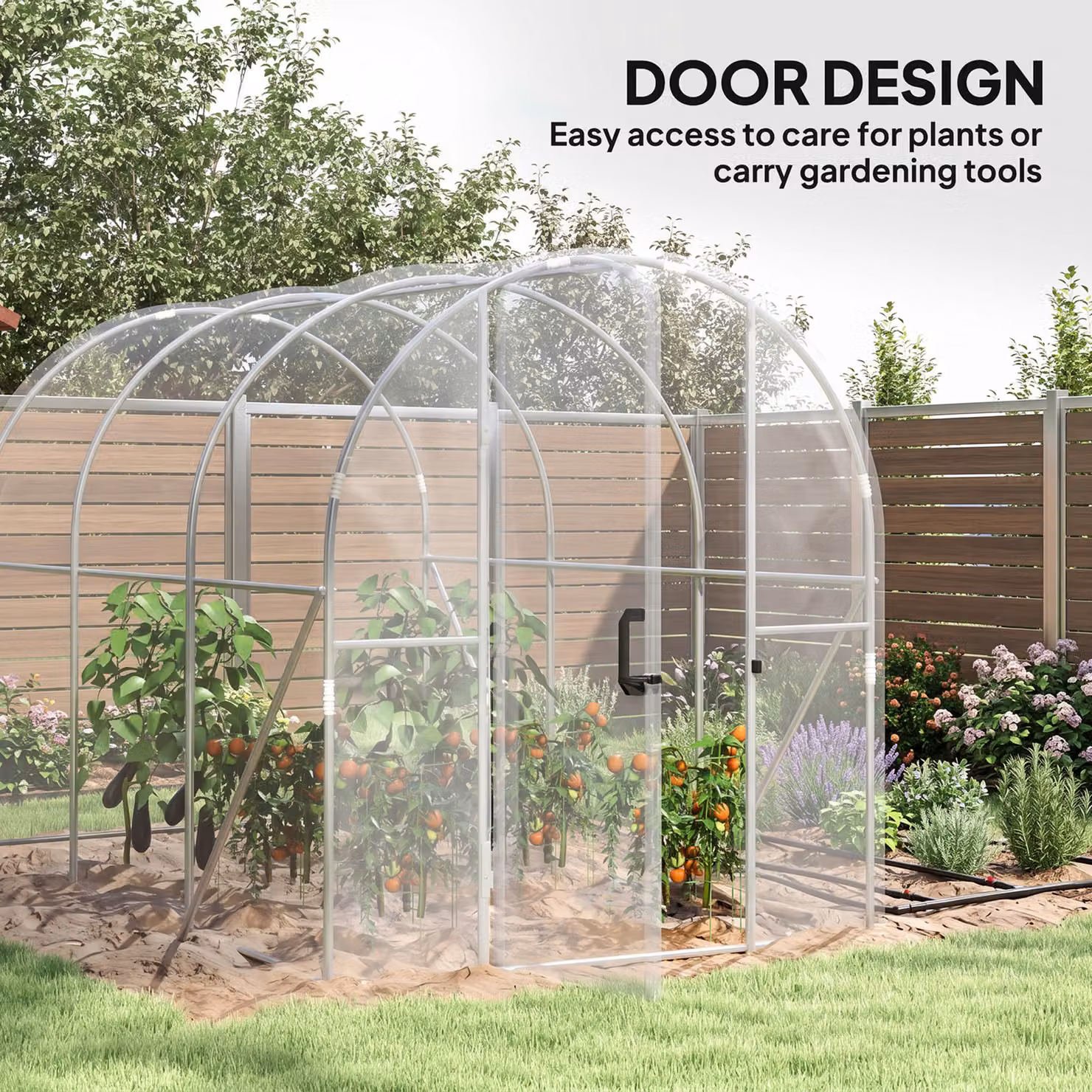 Outsunny Walk-in Polytunnel Greenhouse with Transparent PE Cover and Galvanised Steel Frame, W: 3 m, D: 2 m, H: 2 m – 4