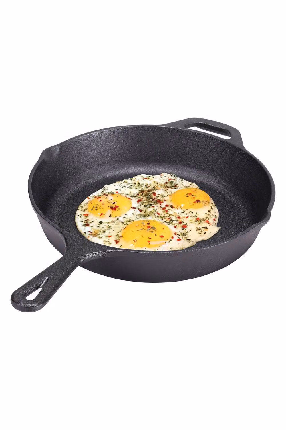 Living and Home Uncoated Cast Iron Frying Pan with Handles, Black – 6