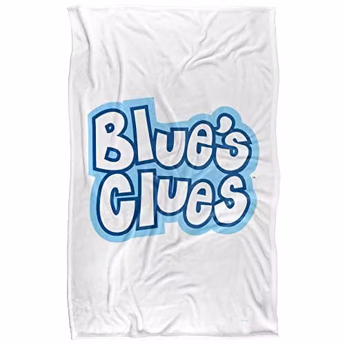 Nickelodeon Blue's Clues Vintage Logo Silky Touch Super Soft Fleece Throw Blanket in White and Blue, W: 91 cm, D: 147 cm