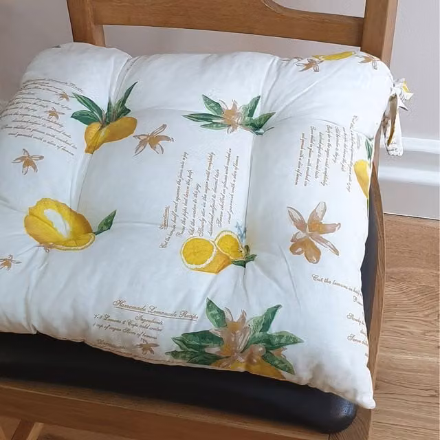 Kitchenwise Quilted Square Seat Pad Cushion in Yellow, Green, Beige and White