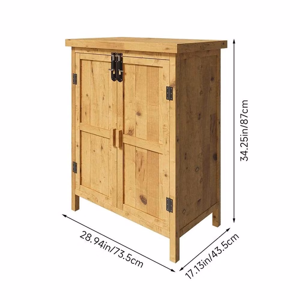 Kelvenix Rustic Wooden Garden Storage Cabinet in Brown, W/D/H: 73.5 x 43.5 x 87.0 cm – 2