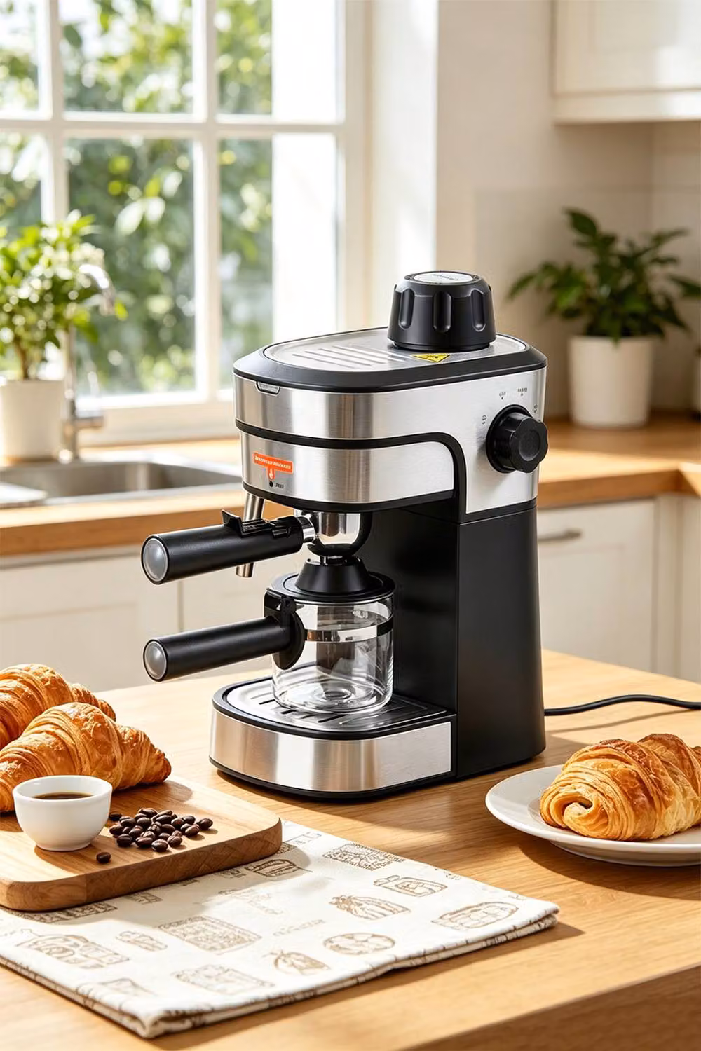 ExtraStar 5-Bar Espresso Coffee Machine with Steam Wand and Stainless Steel Finish in Black – 3