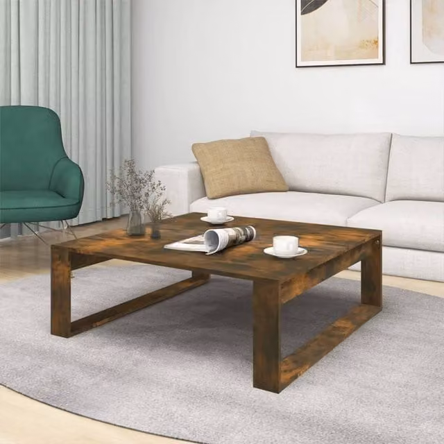 Berkfield Home Premium Square Coffee Table in Smoked Oak Brown, W/D/H: 100 x 100 x 35 cm – 1