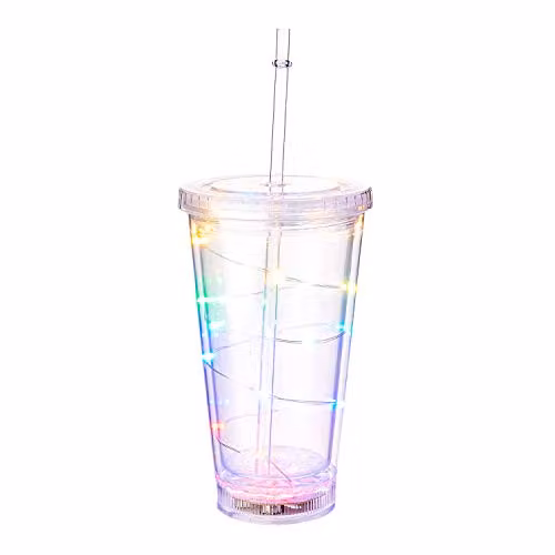 UltraByEasyPeasyStore LED Flashing Plastic Drinking Glasses, Multicolour, Transparent – 2