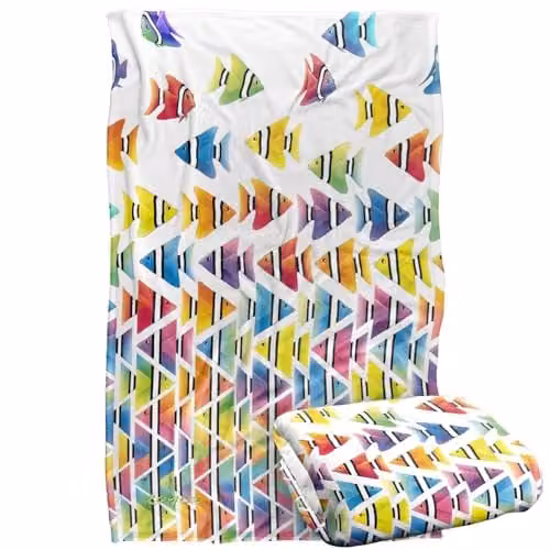 JQ Licensing Royce Mcclure Zig Zag Tropical Fish Super Soft Silky Touch Fleece Throw Blanket, Multicolour, W: 91 cm, D: 147 cm – 1