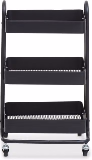 Orsina Three Tier Metal Garden and Kitchen Trolley in Matt Black – 1